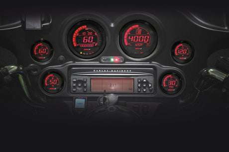 KOSO HD 02 Series Gauge Kit with Black Bezel for Harley-Davidson FLHTC and FLHTCU Models