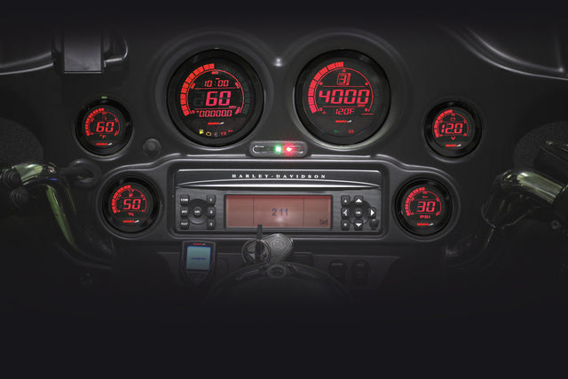 KOSO HD 02 Series Gauge Kit with Black Bezel for Harley-Davidson FLHTC and FLHTCU Models