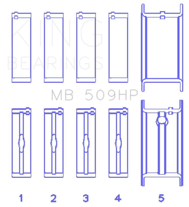 King Engine Bearings Chevy 400ci 6.6L V8 Std Size 3/4 Groove Bi-Metal Performance Main Bearing Set