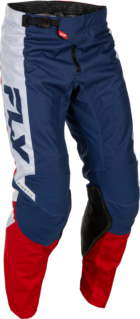 Fly Racing Kinetic Pants for Motorcycle - Size 30, Red/White/Blue, Mesh Comfort Liner, Durable 600D Polyester
