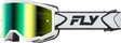 Fly Racing Zone Goggle with Iridescent Green Mirror Lens – White/Black for ATV, Motorcycle, and Off-Road Helmets