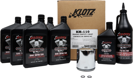 Klotz Premium Harley Davidson 5 Quart Synthetic Oil Change Kit - Compatible with Harley Davidson Models