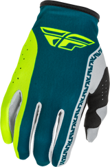 Fly Racing Lite Gloves Grey/Lime/Teal Medium – Lightweight Racing Gloves with Touch Screen Compatibility for Motorcycle and ATV Riders