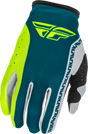 Fly Racing Lite Gloves Grey, Lime, and Teal XL – Lightweight Race Gloves with Touch Screen Compatibility for Motorcycle and ATV Riders