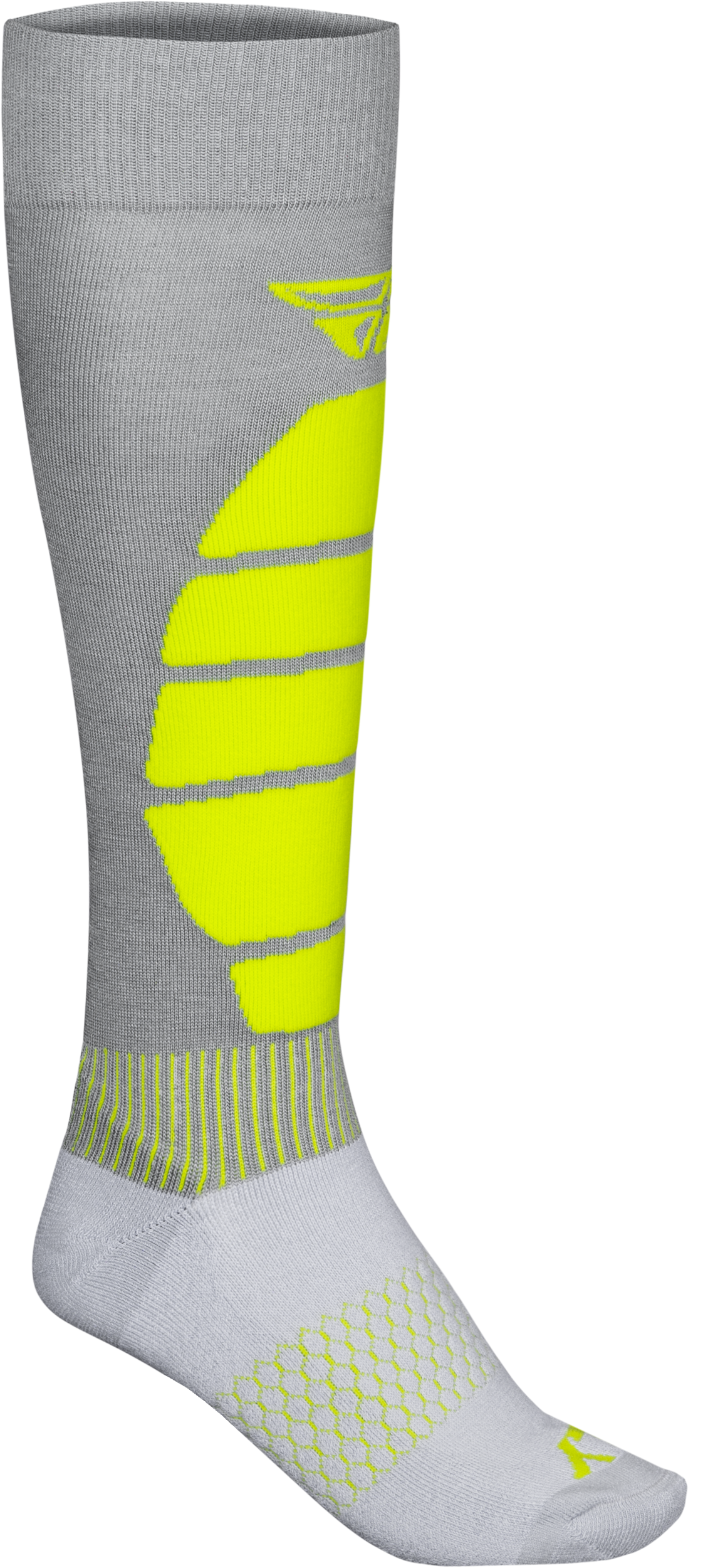 Fly Racing Snow Performance Coolmax Sock Grey/Hi Vis Large/X-Large - All-Season Comfort with Reinforced Toe and Heel