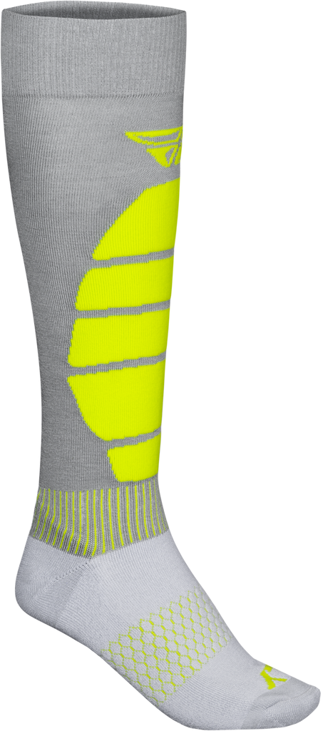 Fly Racing Snow Performance Coolmax Sock Grey/Hi Vis Large/X-Large - All-Season Comfort with Reinforced Toe and Heel