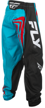 Fly Racing Youth F 16 Pants for Motocross - Cyan/Black/Red, Size 24 - Durable 600D Polyester with Mesh Liner