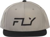 Fly Racing Fly Flow Hat Grey with Adjustable Snapback Closure - Perfect for Off-Road and Motocross Enthusiasts