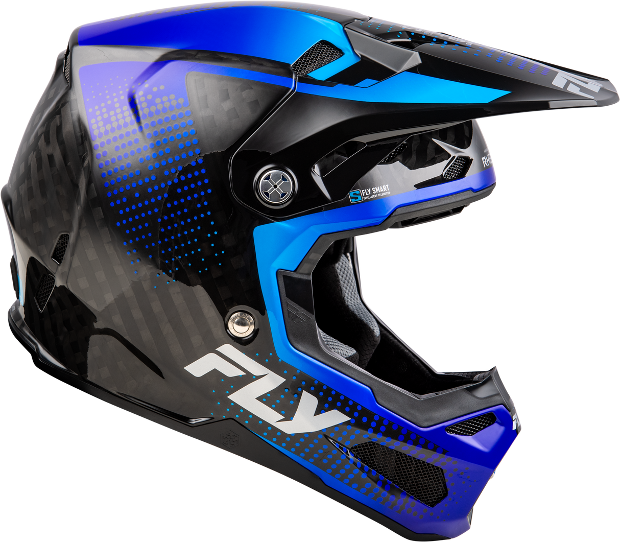 Fly Racing Formula S Carbon Protocol Helmet for Cruiser and Off-Road Motorcycles - Black/Blue, XL