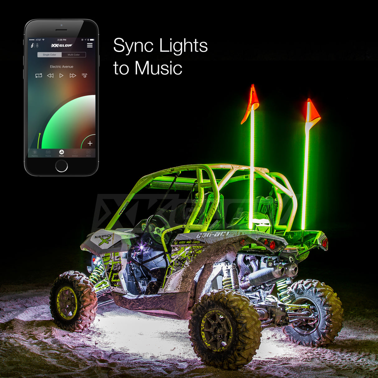 XK GLOW XK-CHROME-KIT Universal Bluetooth LED Light Kit for Cars and Trucks