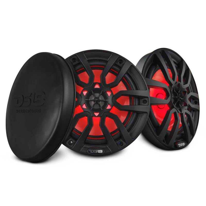 DS18 NXL Series 8-Inch Marine Coaxial Speakers with RGB Lighting – Black, Powersports & Marine Vehicle Fitment