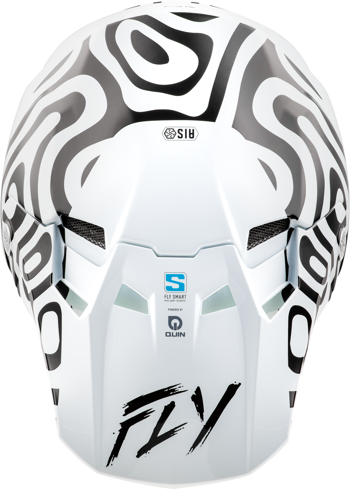 Fly Racing Youth Formula S Carbon Abyss Helmet White/Black - Lightweight Off-Road Motorcycle Helmet with Crash Detection and Bluetooth Connectivity
