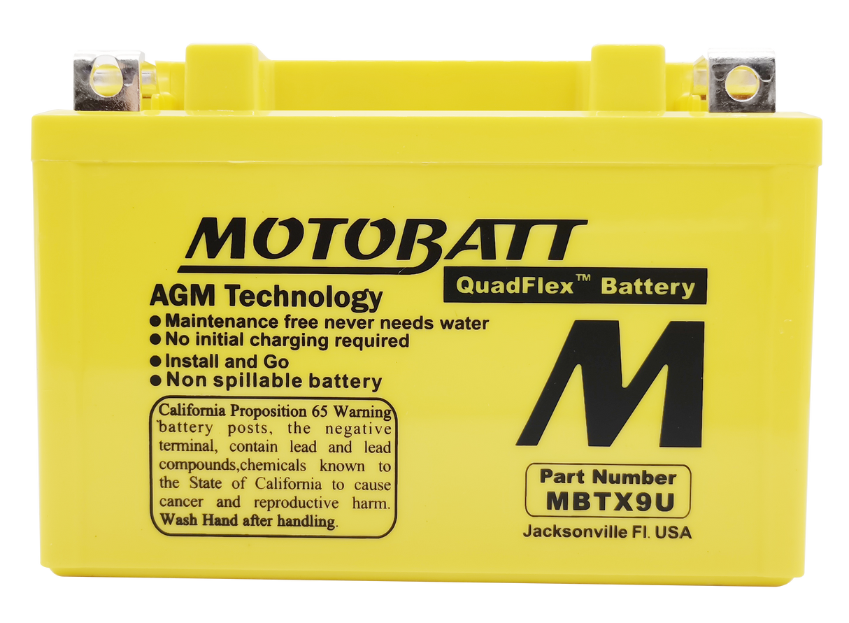 Motobatt MBTX9U Sealed AGM Battery for ATV, Motorcycle, and Powersports Vehicles