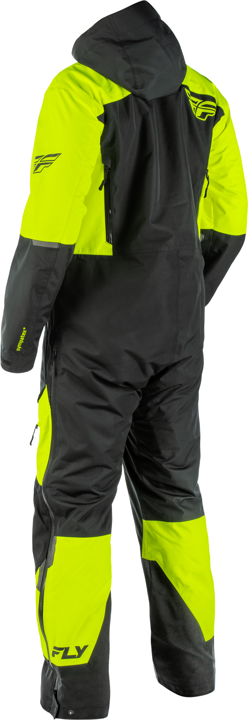 Fly Racing Incline Monosuit Hi Vis/Black for Snowmobiling and Skiing - Waterproof Breathable Suit with Detachable Hood