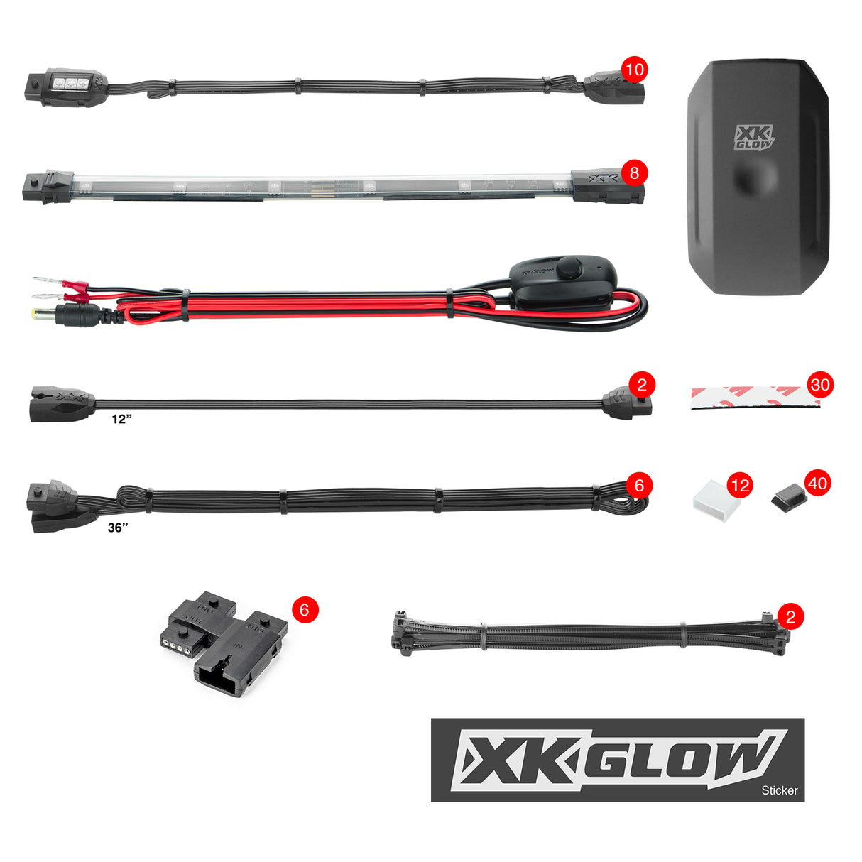 XK GLOW KS-MOTO-ADVANCE Advanced Motorcycle Accent Light App Kit – 18 Piece with Bluetooth & Color Customization