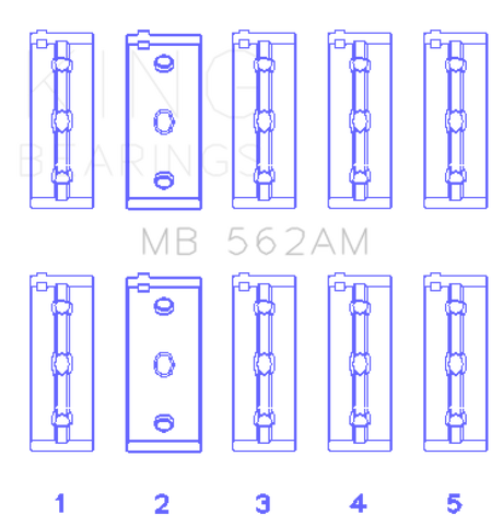 King Engine Bearings Fiat / Lancia / Seat 4cyl  (Size STD) Main Bearing Set