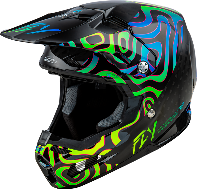 Fly Racing Formula S Carbon Zen Helmet for Off-Road & Motocross - Black Carbon/Blue/Yellow, Large - Motorcycle Helmet with Crash Detection & Advanced Safety Features