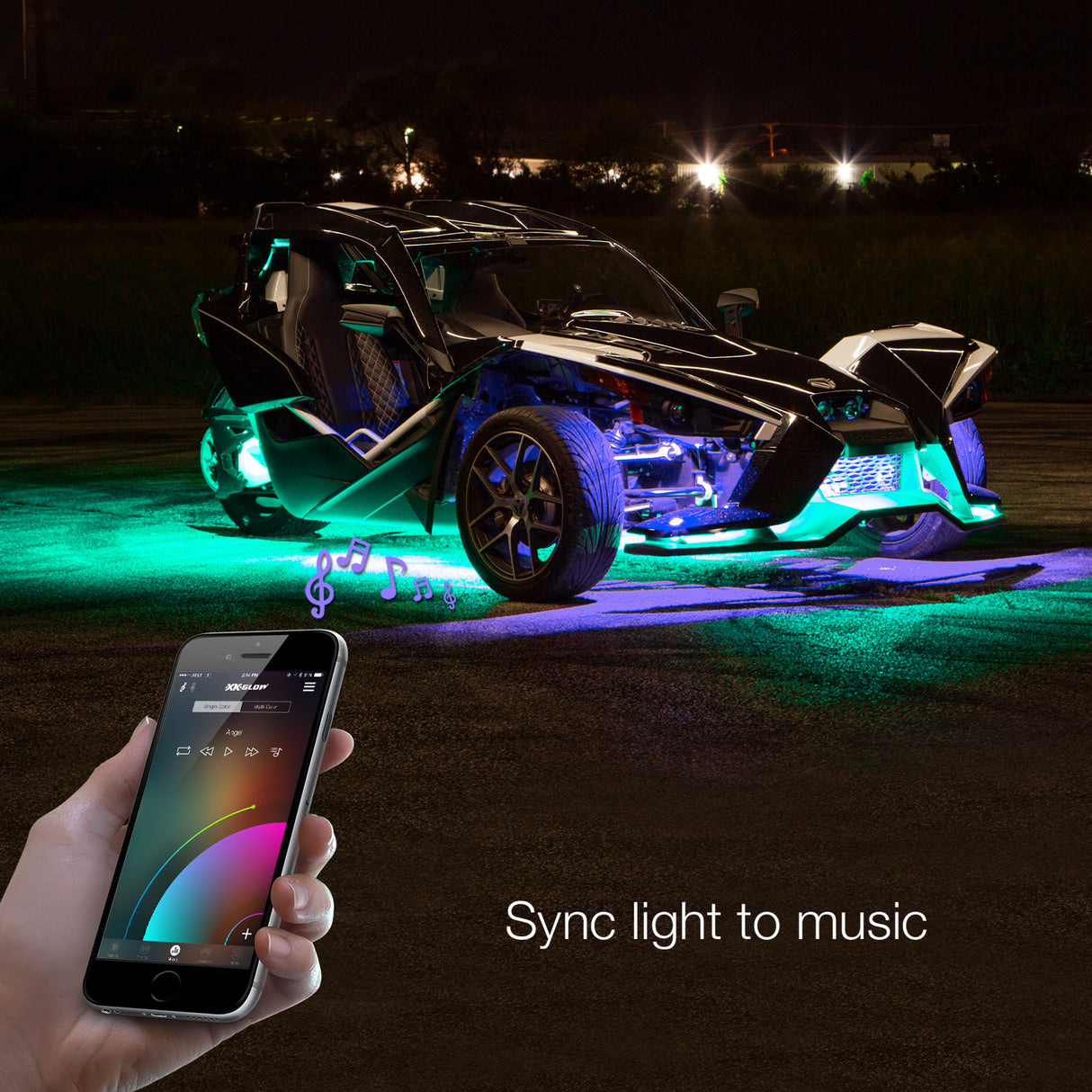 XK GLOW LED Underglow Advanced Kit for Polaris Slingshot (2015-2018) with Bluetooth Smartphone Control