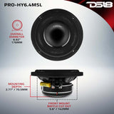 DS18 PRO-HY6.4MSL 6.5-inch 150W RMS Mid-Range Loudspeaker with Shallow Grill for Car Audio