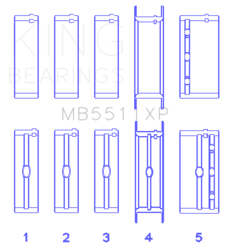 King Engine Bearings General Motors 326/350/389/400 (Size STDX) Main Bearing Set