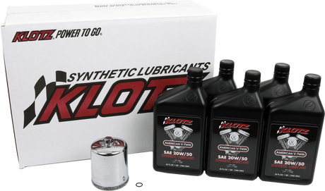 KLOTZ KH-111 Basic Harley Davidson 5 Quart Synthetic Oil Change Kit with Hiflofiltro Oil Filter and Drain Plug O-Ring