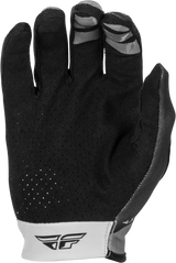 Fly Racing Youth Lite Gloves Grey/Black - Lightweight Race Gloves for Kids, Touch Screen Compatible