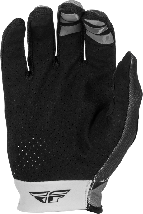 Fly Racing Youth Lite Gloves Grey/Black - Lightweight Race Gloves for Kids, Touch Screen Compatible