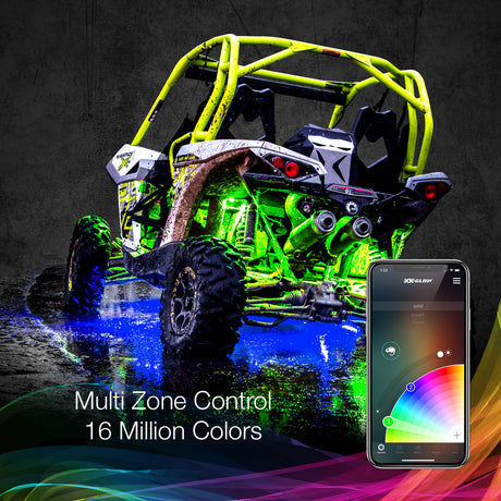 XK GLOW XK-ROCK-ADV 8pc RGB Rock Light Kit for Off-Rroad Vehicles - Impact and Water Resistant, App Controlled with 16 Million Colors