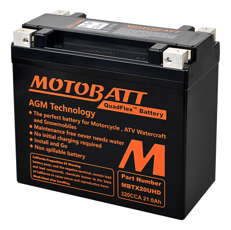 MOTOBATT MBTX20UHD Quadflex Sealed AGM Battery for Harley Davidson Touring, Gold Wing, and Honda Gold Wing Models