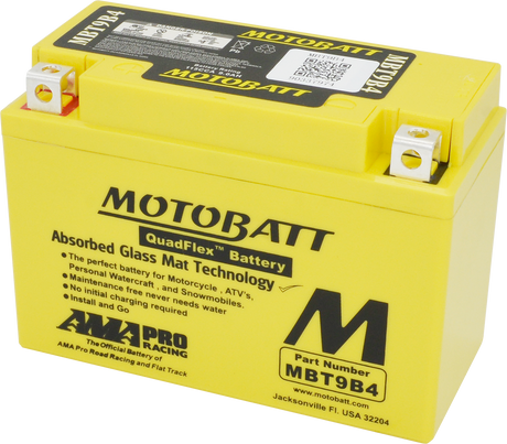 Motobatt MBT9B4 Quadflex Sealed AGM Battery for Motorcycle and Powersports Vehicles