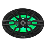 DS18 NXL Series 6x9 Inch Coaxial Marine Speaker with RGB Lights - Black - Fits Powersports Vehicles