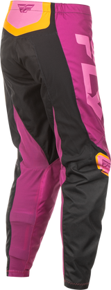 Fly Racing Women's F 16 Pants for Honda CRF250R, Kawasaki KX250, Yamaha YZ250F - Black/Mauve/Yellow, Size 07/08