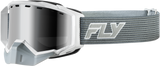 Fly Racing Zone Elite SN Goggle Grey/White with Black Mirror Plrzd Smoke Lens for Motocross and Off-Road Vehicles