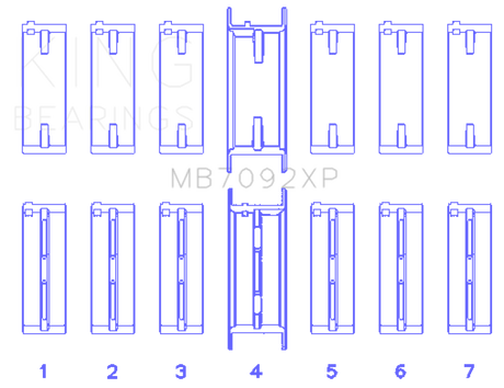 King Engine Bearings Nissan RB26DETT Performance Main Bearing Set - Size +0.25mm