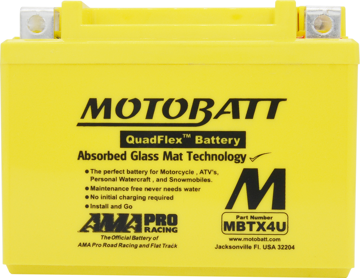 Motobatt MBTX4U Sealed AGM Battery for Motorcycles and Powersports Vehicles
