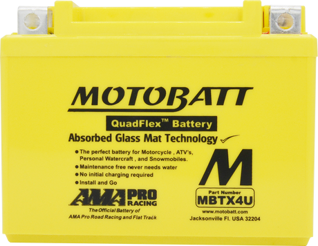 Motobatt MBTX4U Sealed AGM Battery for Motorcycles and Powersports Vehicles