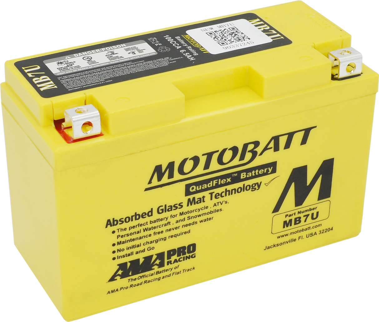 Motobatt MB7U Quadflex Sealed AGM Battery for Motorcycle and Powersport Vehicles