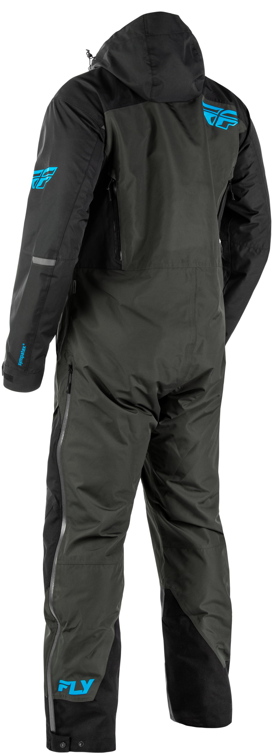 Fly Racing Incline Monosuit Black/Grey/Blue XL - Waterproof Snowmobile Suit for Ski-Doo, Polaris, Yamaha, Arctic Cat, and More