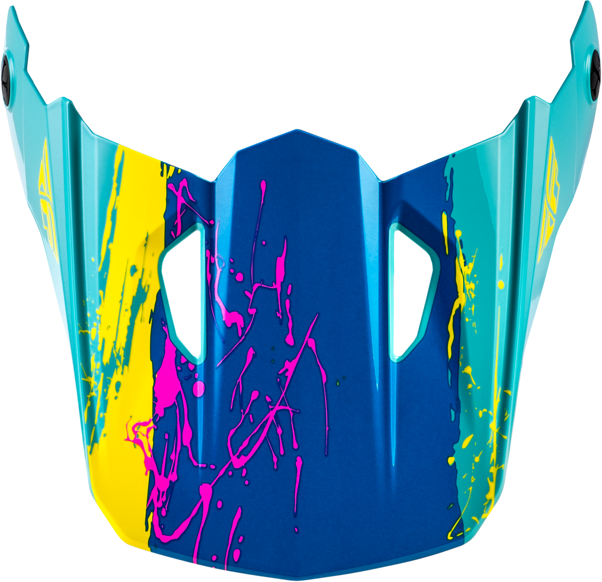 Fly Racing Yth Kinetic Drip Helmet Visor in Turquoise, Pink, and Yellow - Fits Youth Motorcycle Helmets