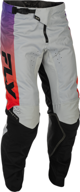Fly Racing Kinetic Pants for Motocross - Size 34, Grey/Red/Purple/Black - Durable 600D Polyester with Mesh Liner