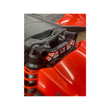 Can-Am Maverick X3 Billet Aluminum Shock Tower Brace by AJK Offroad Installed on Red Can-Am Left Side View