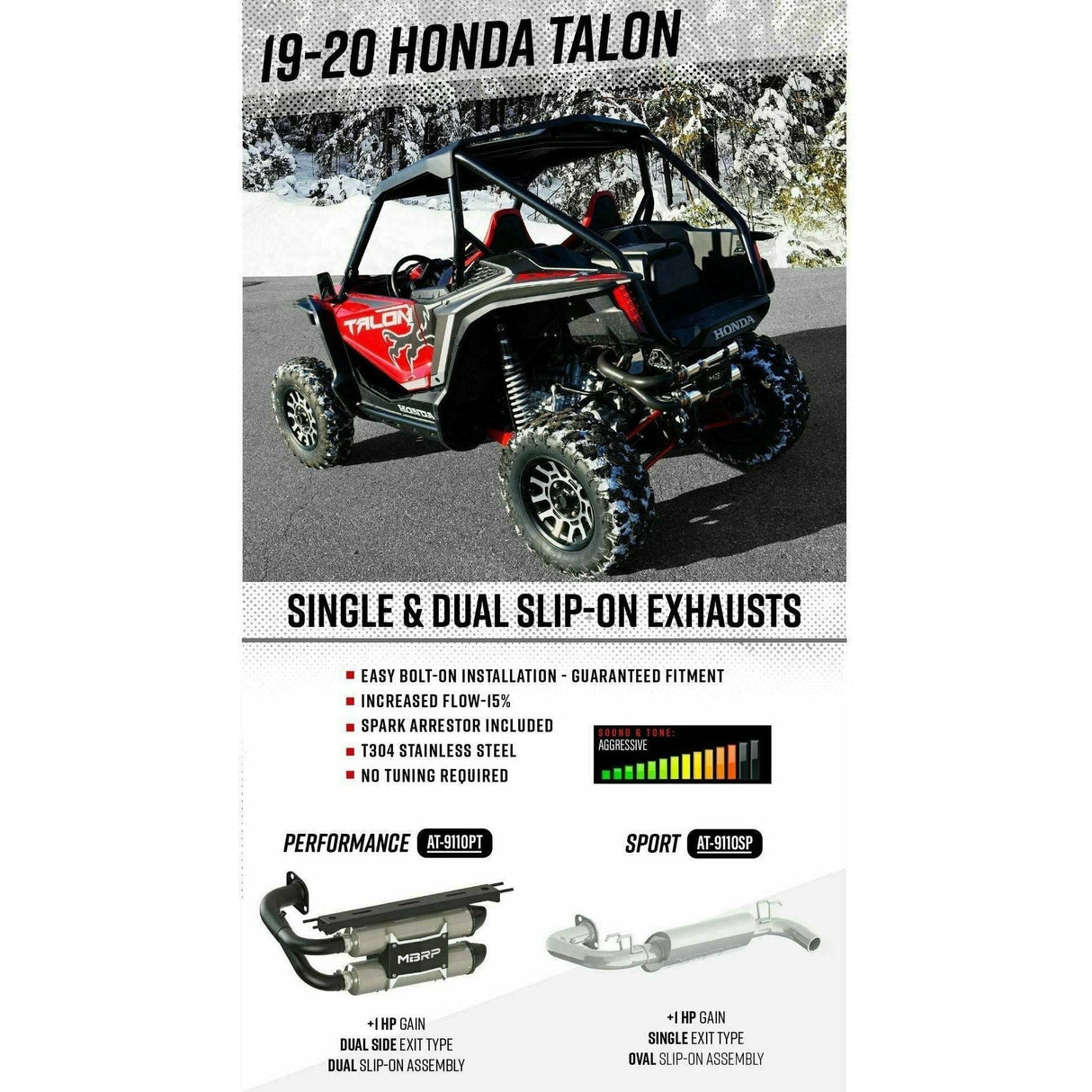 MBRP Honda Talon Performance Series Slip On Exhaust