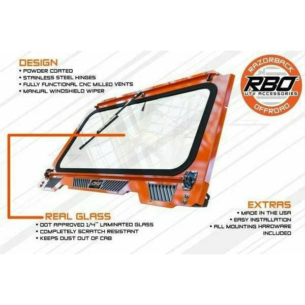 Razorback Offroad Polaris RZR Front Folding Windshield