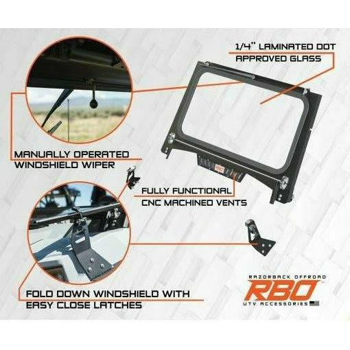 Razorback Offroad Polaris RZR Trail Folding Glass Windshield